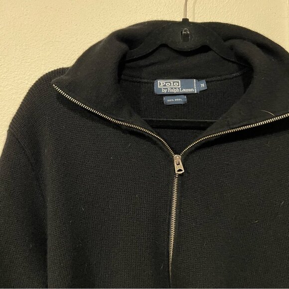 Vintage Polo by Ralph Lauren Full Zip Wool Sweater Size Medium - Picture 3 of 4